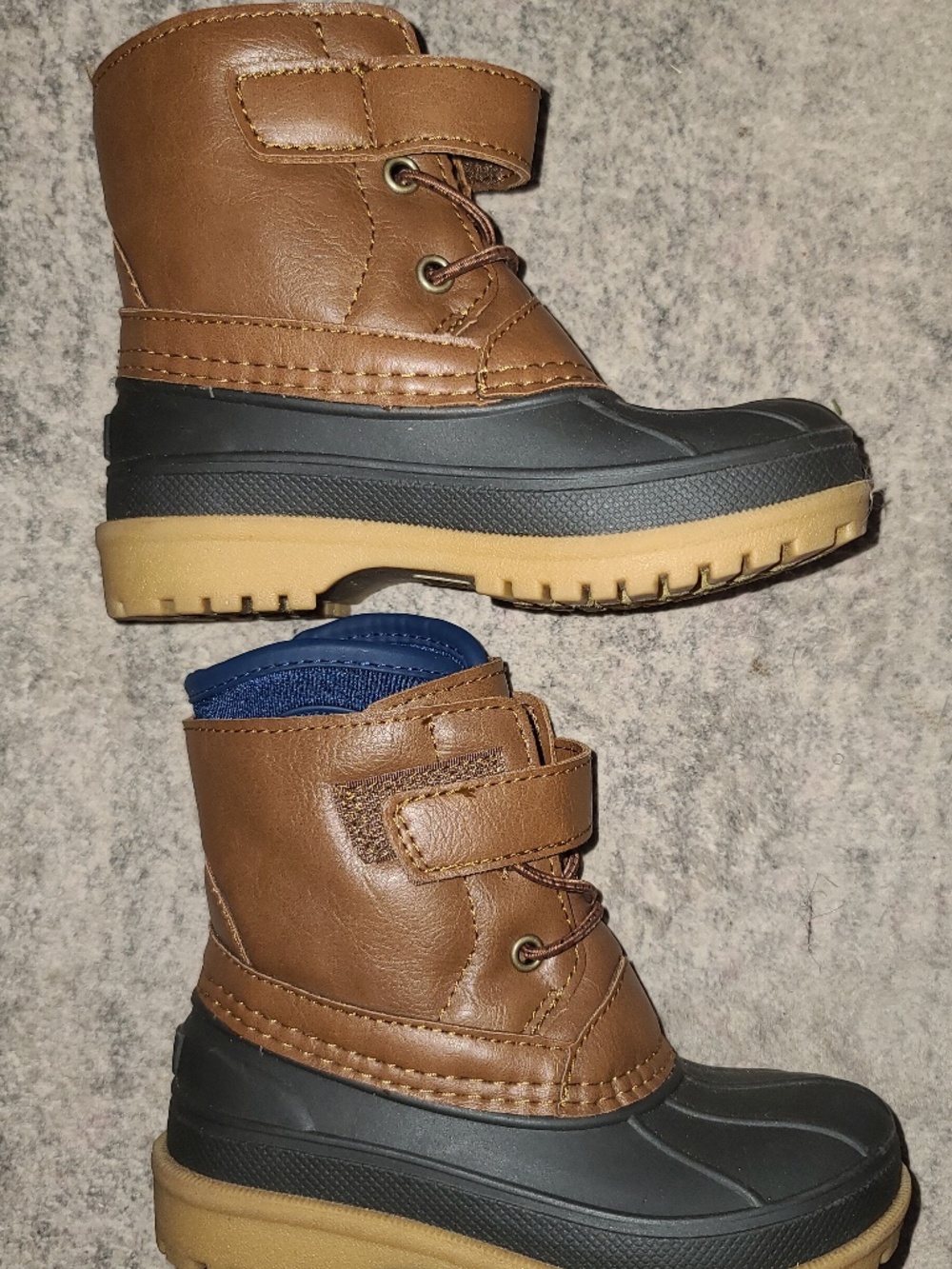 brown and black Sperry children's duck boots size 9M NWOT
